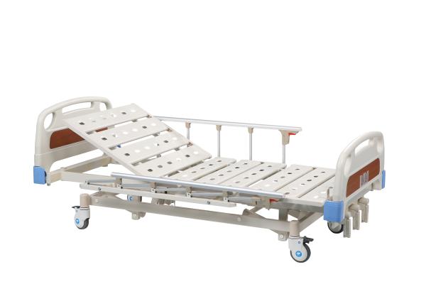 Al - Alloy Handrails Manual Hospital Bed With 4 Double - Side Silcent Wheels