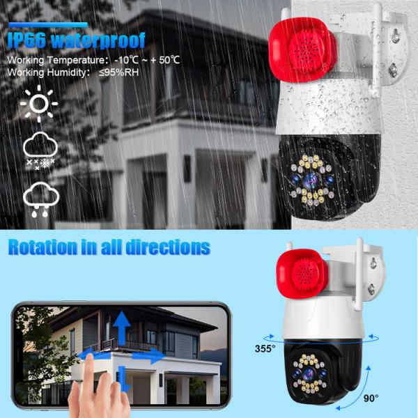 Câmera da trombeta de 2MP/3MP Outdoor Security Wifi com alarme da visão noturna e da voz