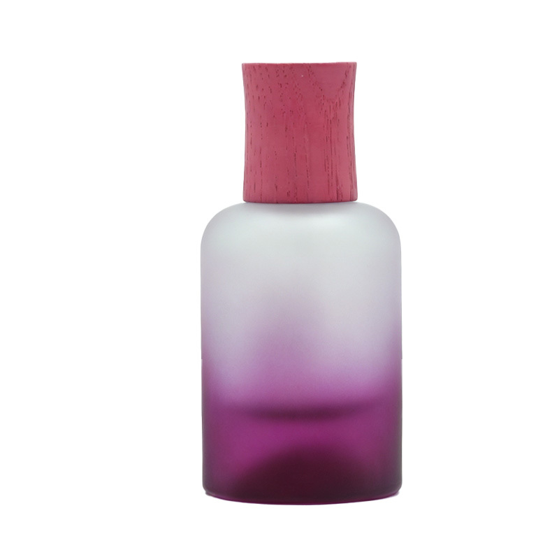 50ml Glass Perfume Bottles Frosted Cylinder Spray Round Wooden Stone Cap Empty