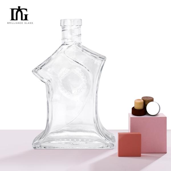 500ml Square Bottle Whiskey Gin Vodka Square Glass Bottle for Painting Electroplating