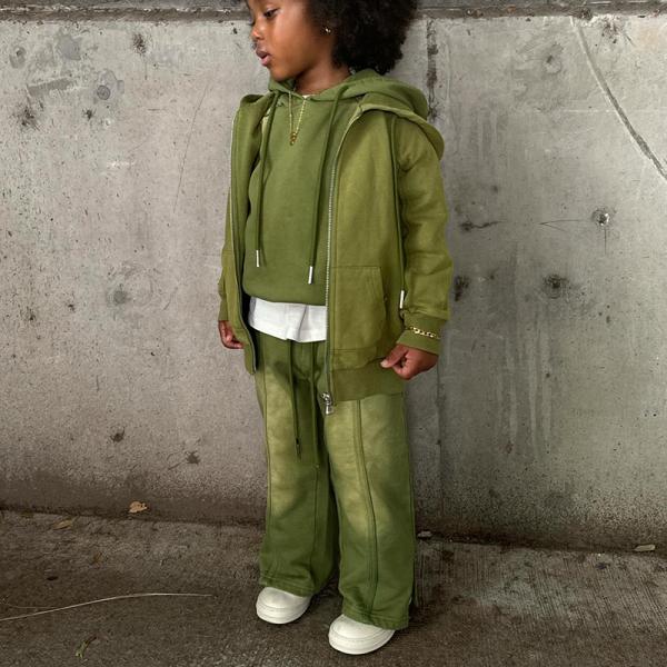 Custom Logo Cotton Puff Print Kids Sweat Pant And Hoodie Set Children Tracksuit