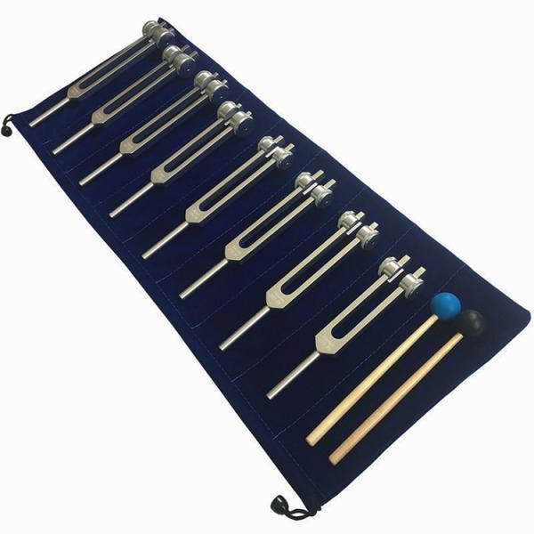 8 Piece Set of Chakra Tuning Forks for Sound Healing and Balancing Certification Other