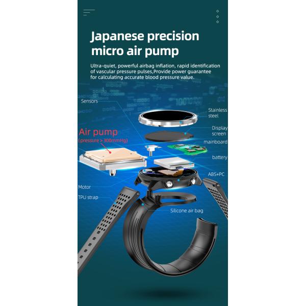 Montre intelligente P30 de moniteur de santé de tension artérielle d'ECG de pompe à air 1,3 pouces pour des soins de santé