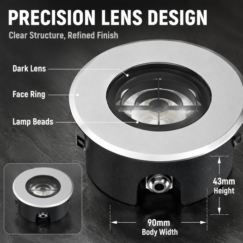 5W Low Profile In Ground Spot Light Ultra Slim 43mm Recessed Ground Lights DC24V MB100
