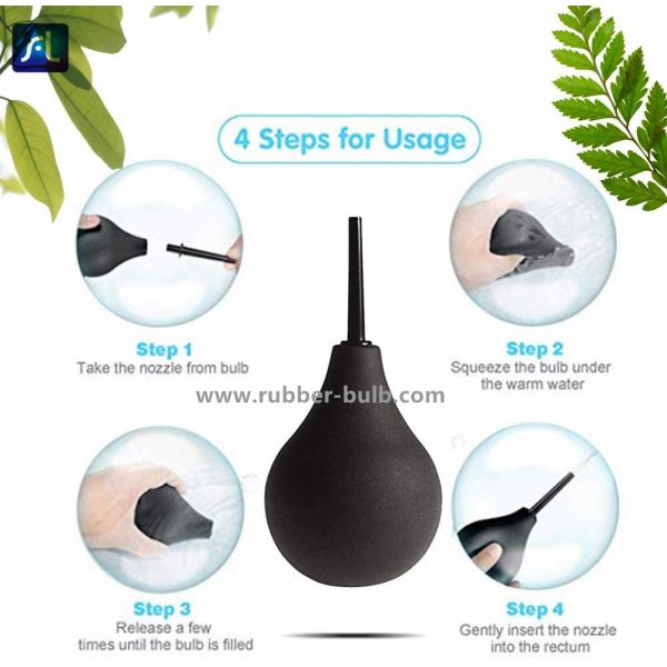 Black Silicone medical rubber Enema Bulb 7.6oz With 19.7in Hose