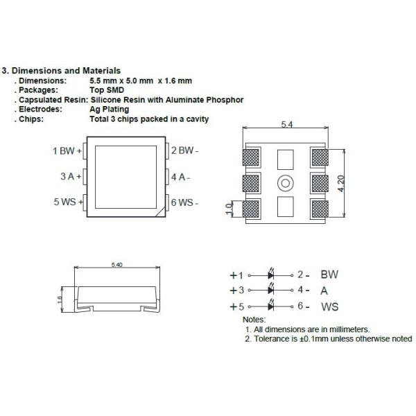 5050wwa led smd 3 white color chips cct dimmable led