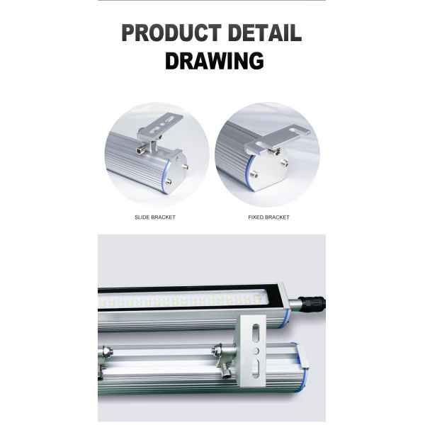 Luces de trabajo para máquinas CNC de aluminio, vidrio templado, IP68, 300 mm, 400 mm, 600 mm