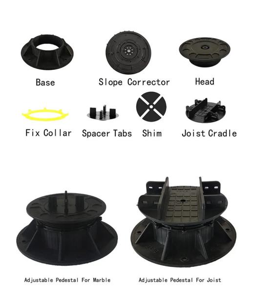 Outdoor Plastic Pedestal Adjustable Platform Range 0-100mm 1 Year Included