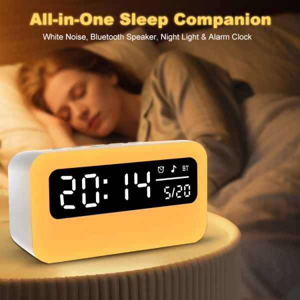 Manual Button Switch Mode Rechargeable LED Night Light 4000mAh Bluetooth Speaker White Noise Bedside Lamp App Control