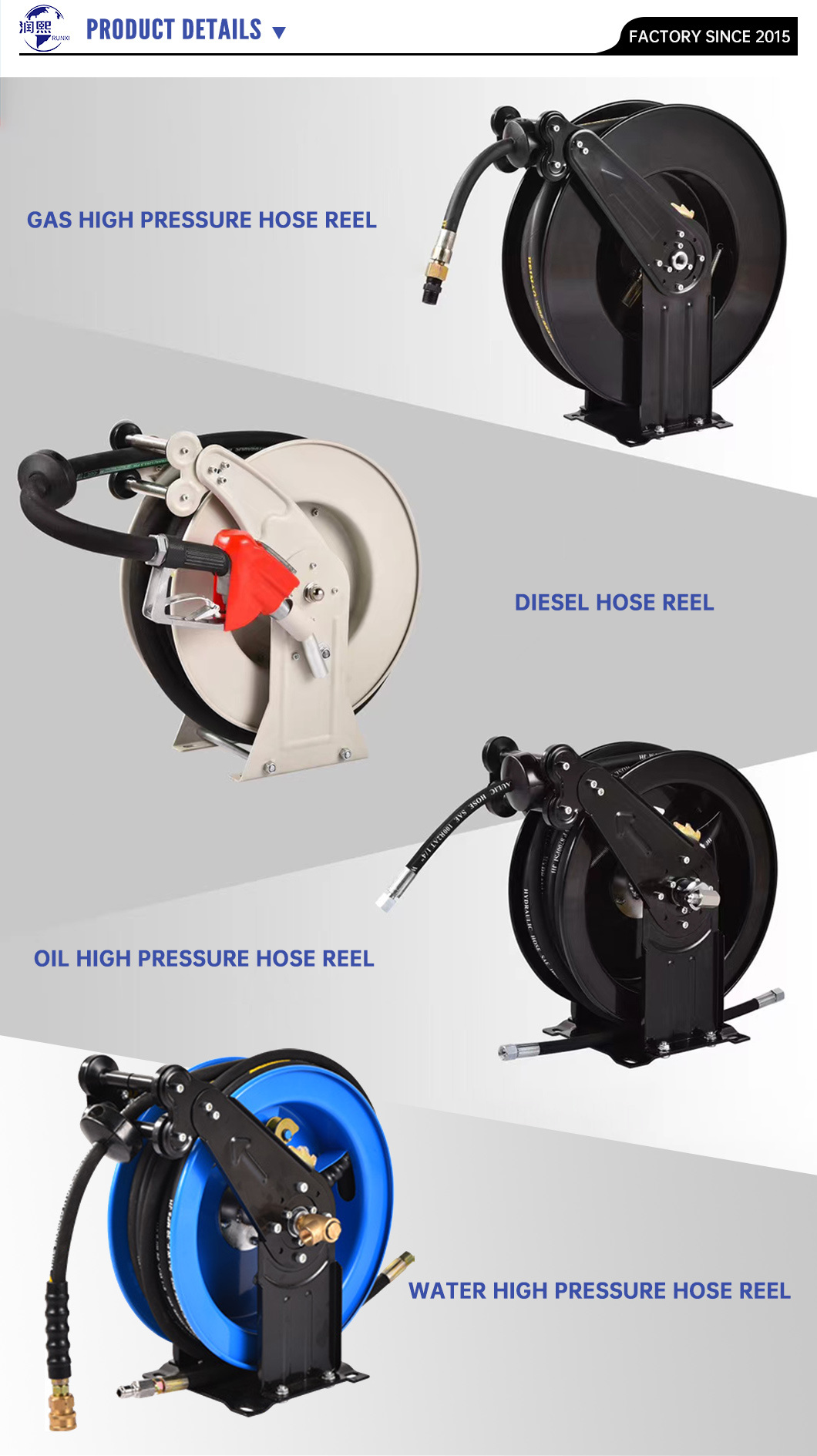 Retractable Industrial Hose Reel Garden High Pressure Water Hose Reel 10m 15m 20m 25m