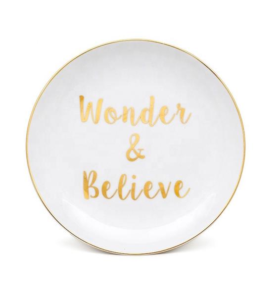Dessert White Custom Porcelain Plates Ceramic Plate Printing Designs for Christmas