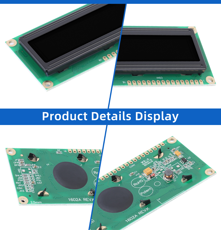 OLED1602A Black Film, 16×2 Character OLED LCD Display Module, WS0010-TX, Parallel Interface, 66x16mm View Size, Working Temperature -40+80 Display
