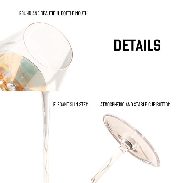 Custom 210ml Crystal Clear Trumpet Shaped Burgundy Wine Goblet for Weddings - Long Stem Design