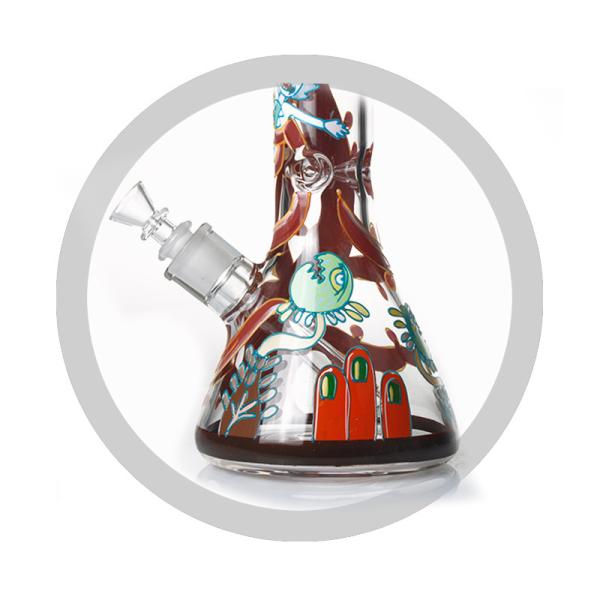 Beaker Bong Rick And Morty Art 7mm Heady Glass Smoking Pipe With Ice Catcher