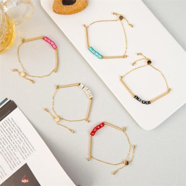 Любовное письмо цепных браслетов золота Boho розовое отбортовывает регулируемое Hypoallergenic