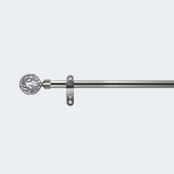 Ball Shape Matte Nickel Curtain And Rod Set Metal With Hollow Finial