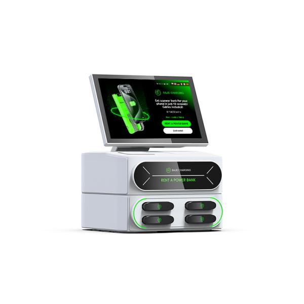 Integrated 6000mAh Touch-Screen Charging Station for 4 Slots USB Input Share Power Bank Rental 4G Kiosk Phone Stand