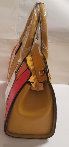 hot Famous Classical colourful Top quality famous women casual tote bag with strip PU leather handbags bags.