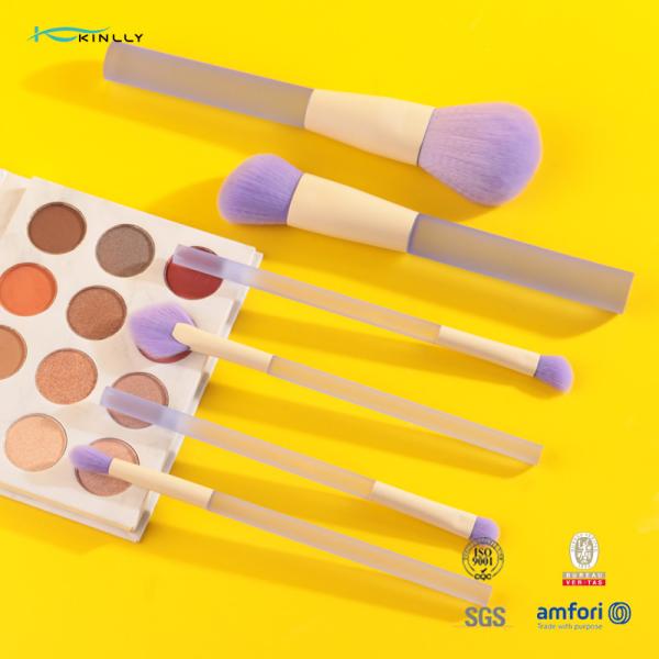 Cosmético fácil de limpar da escova da composição 6pcs ajustado com o punho plástico do espaço livre sintético do cabelo