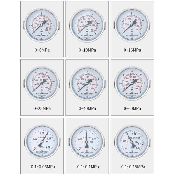 Clamp Type Design 100mm Axial Hydraulic Oil Pressure Gauge for Precise Measurements