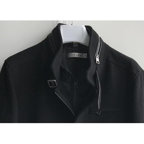 Winter Mens Medium Trench Coat Black Cashmere Trend Outwear Welt Pockets