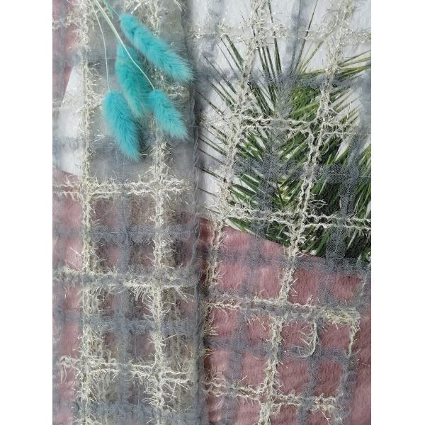 Tela geométrica azul del bordado de Applique del 125CM Lurex