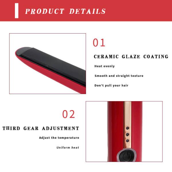 USB Rechargeable Cordless Ceramic Hair Straightener Curler For Travel