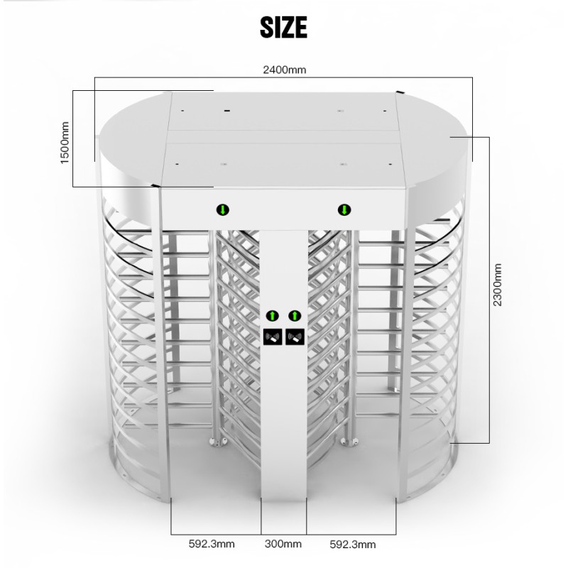 CW801-2 Double-Lane Full Height Turnstile Gate for Pedestrian Access Control