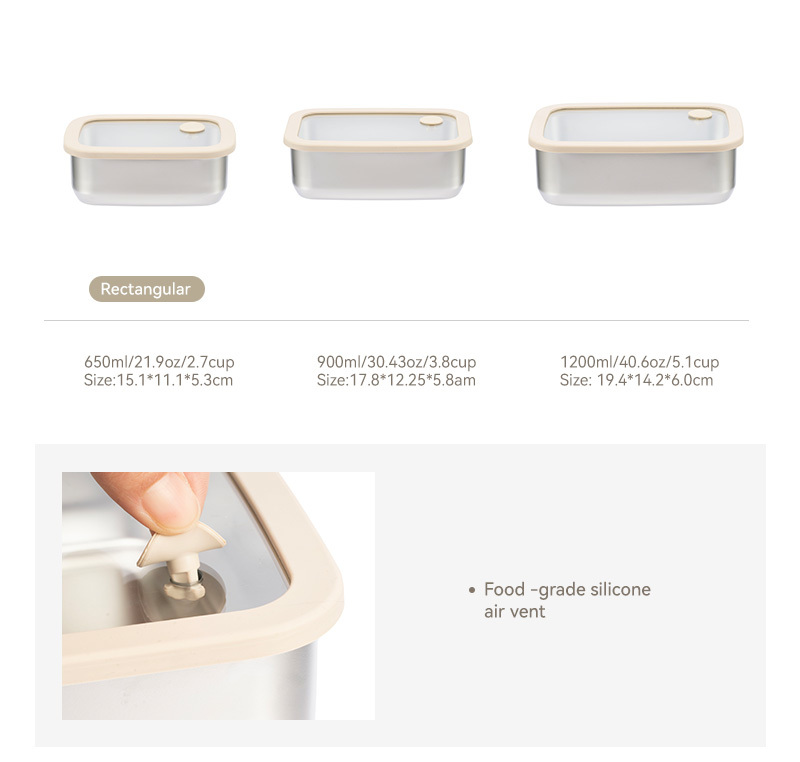 Modern Minimalist Design Premium Grade Rectangular Glass and Stainless Steel Storage Containers for High-end Home & Kitchen Retailers