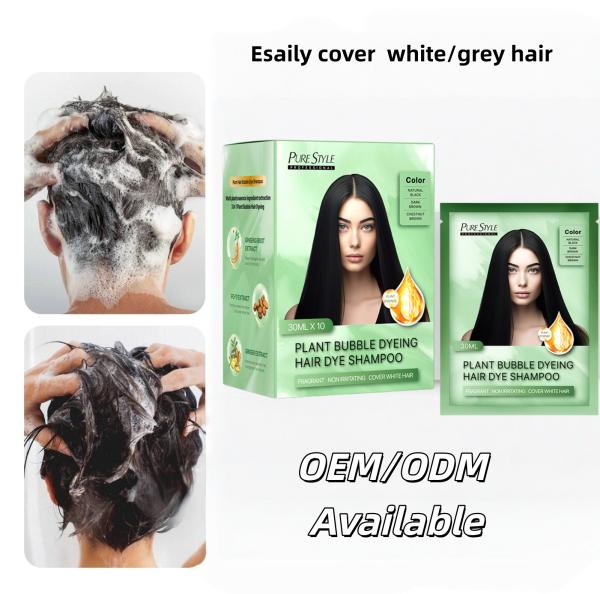 Plant Hair Dye Shampoo Raw Material Black Hair Dye Gray Coverage OEM Organic Hair Colour  Shampoo OEM