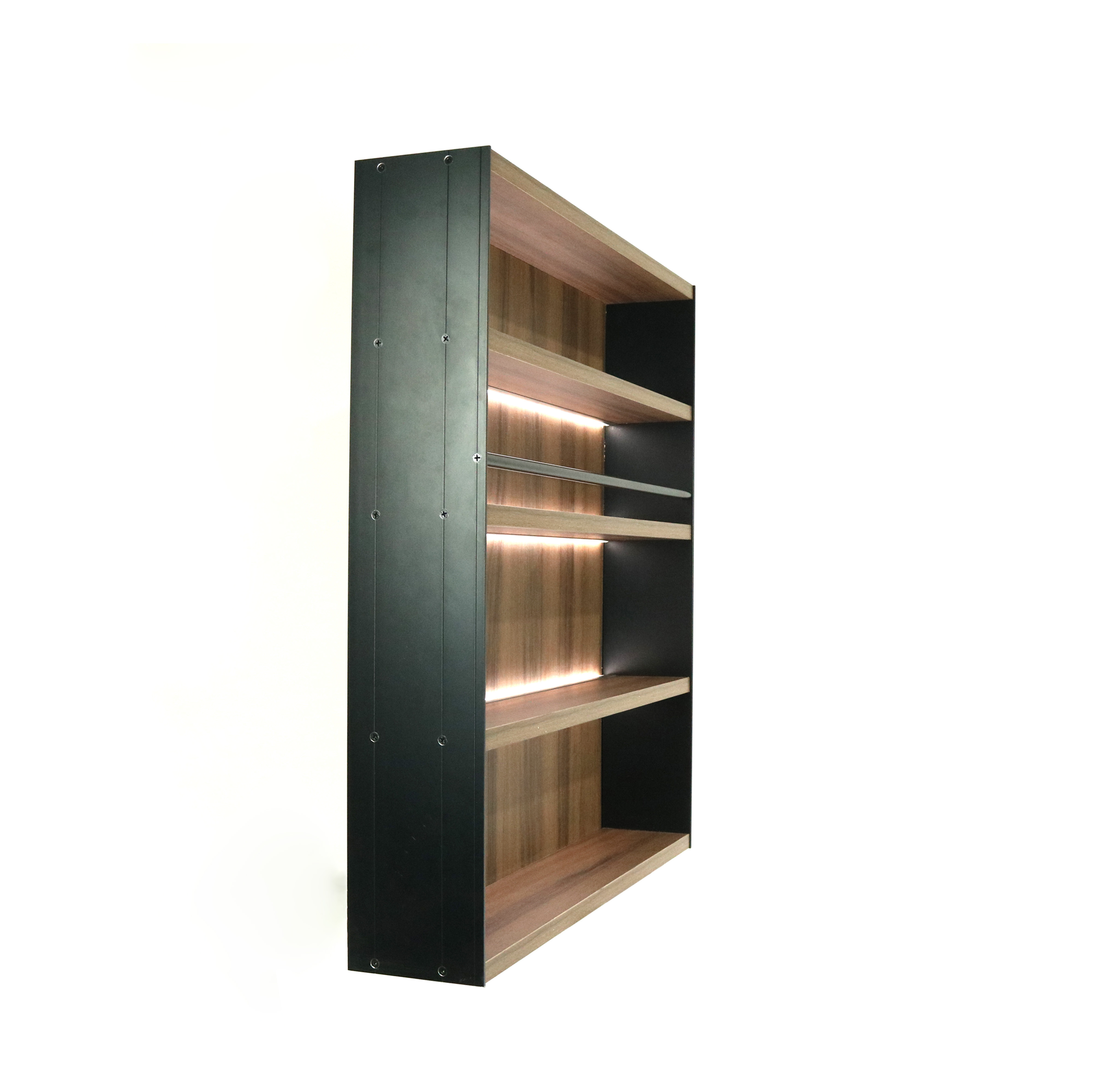 Italian Luxury Modern Kitchen Cabinet with LED Light MDF Storage Shelf Spice Rack Wooden Aluminum Panel