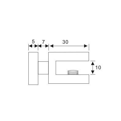 Fixed Glass Holder YS-032, Zinc Alloy,  for glass 8-10mm, finishing chrome or Satin