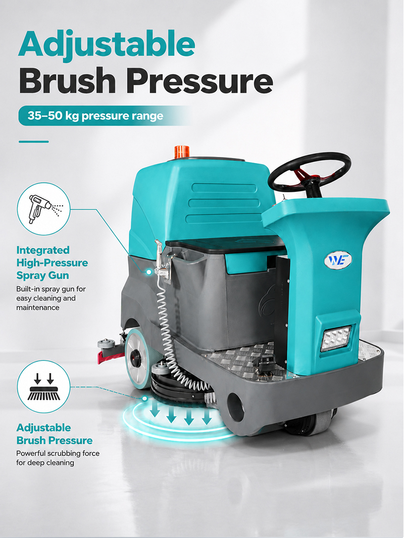 Electric Heavy Duty Industrial Floor Cleaner Machine Cold Water Cleaning Ride on Floor Scrubber Machine