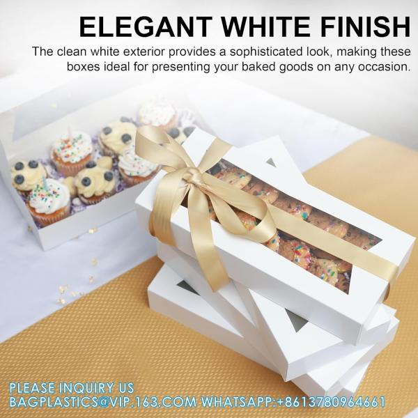 White Bakery Boxes With Window, 9x6x3 Inch, For Pastry, Dessert, Pies Packaging, Great For Birthday Party, 30 Pack