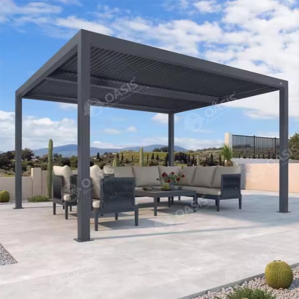 Customized Remote Controlled Louvered Pergola with 1.6mm~2.1mm Aluminium Frame