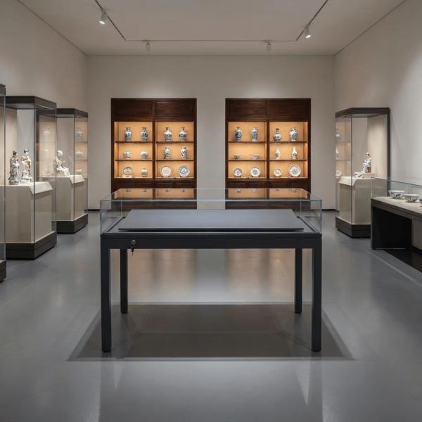 High Strength Glass Cover Table Display Cabinet Custom Museum Display Cabinet