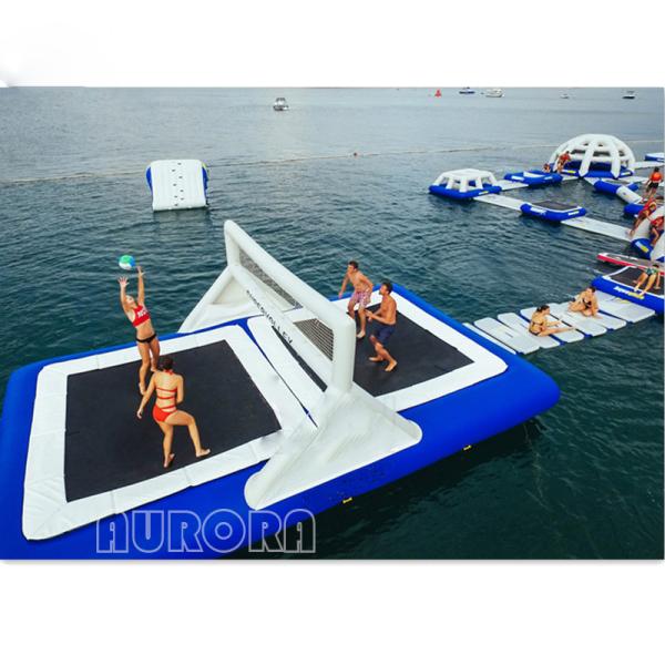 Comercial Super Large Floating Inflatable Trampoline Volleyball Court Blue