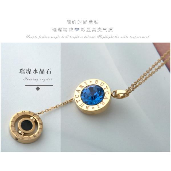 Crystal Necklace, Stainless Steel Crystal Necklace, Letter Carving Decorative Necklace