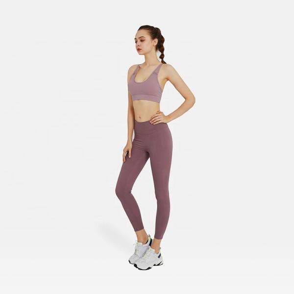 Antibacterial Seamless Fitness Sportswear High Waist Yoga Pants And Bra