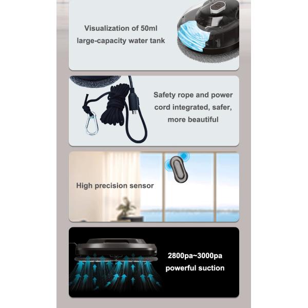 Trending Electric Window Cleaning Robot Smart Home Cleaning Appliance 50ml Water Tank