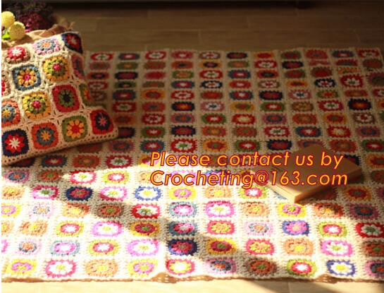 Nordic Hand-woven crochet hook Daisy striped blanket, Cashmere knitted blanket, sofa blank