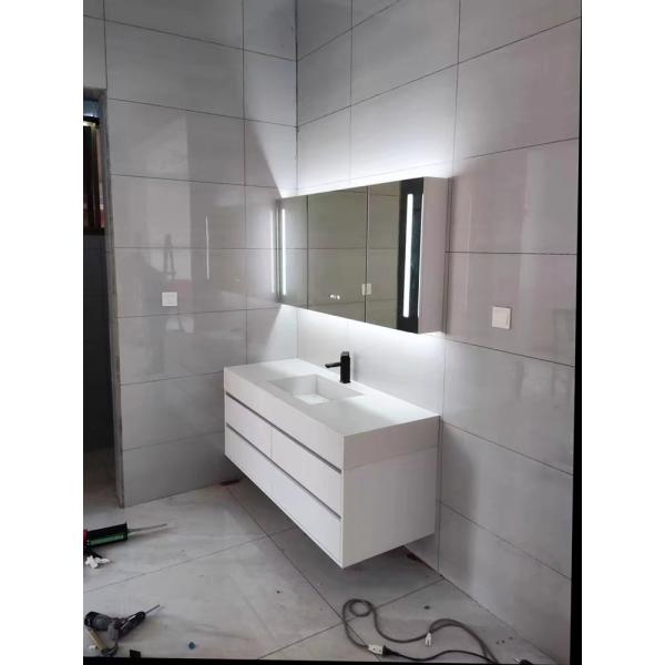 Modern Hotel Room Cabinets Rock Plate Wash Basin Integrated Bathroom Units