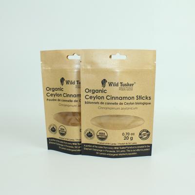 Custom Printed Plastic Stand UpKraft Paper Pouch With Window And Zipper