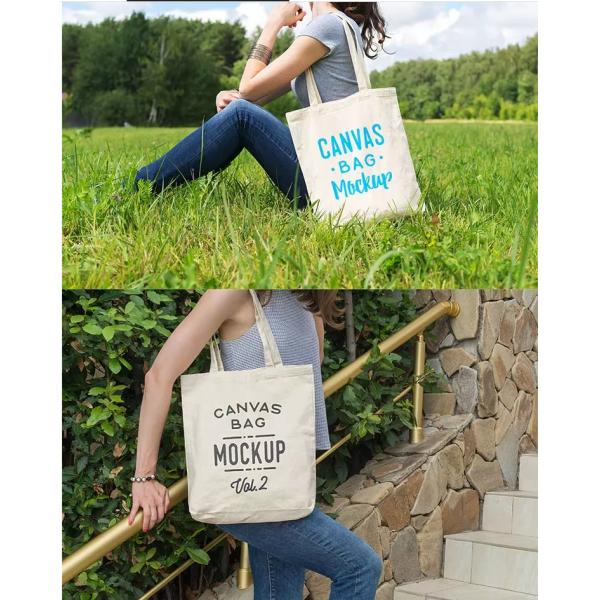 GiftExpress White Cotton Heavy Duty Canvas Shopping Bags Personalized
