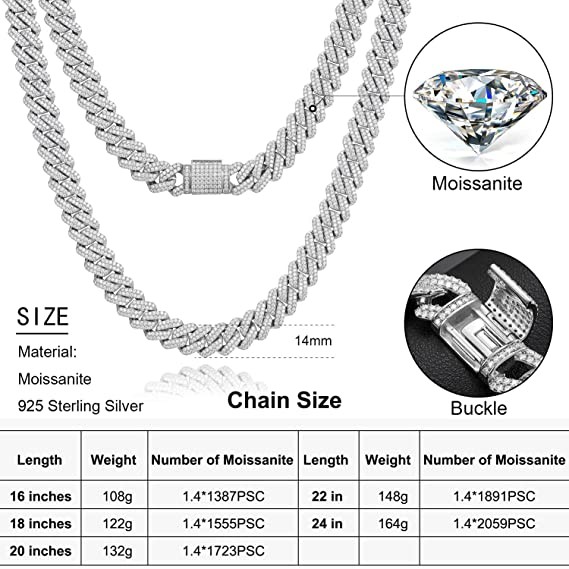 Ширина Майами кубинськая цепная 13mm цепи 925 NGTC Moissanite кубинськие стерлинговая серебряная