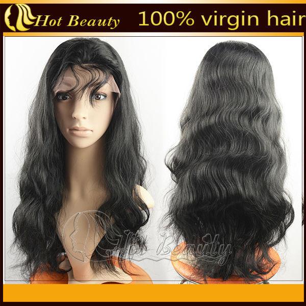 4# No Shedding Human Hair Full Lace Wig , Virgin Indian Human Hair Wig