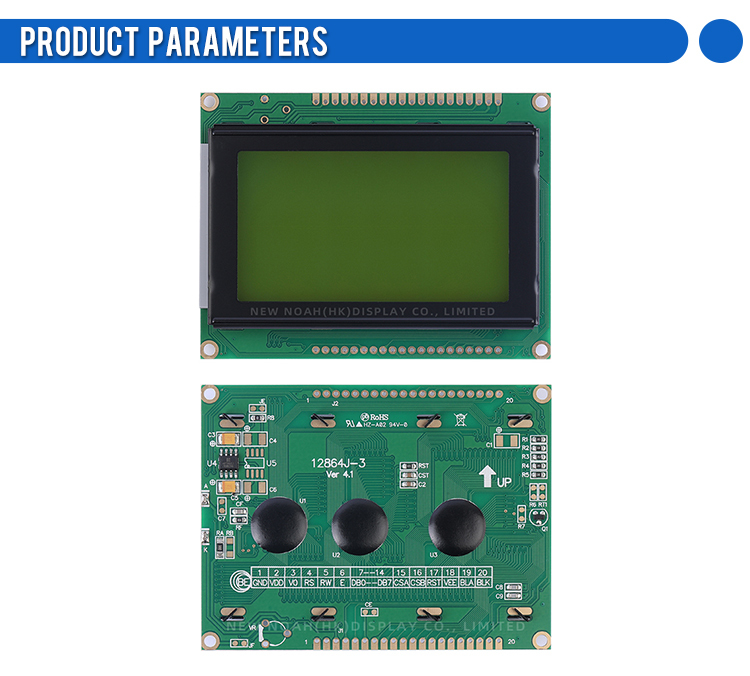 Yellow Green Film 12864J-3 93X70MM STN 6800 Parallel SBN0064 Module 5V Power Supply Graphic LCD Display Screen