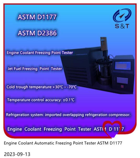 Teste do ponto de congelamento do líquido de arrefecimento do motor de combustível a jato ASTM D2386