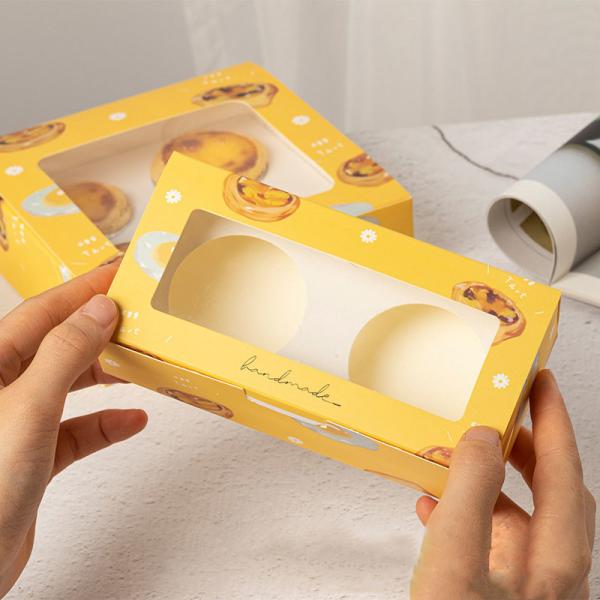 Caixa de empacotamento personalizada da galdéria do ovo de cozimento caixa ocidental de papel descartável da pastelaria de 4 partes