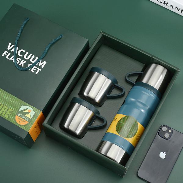 Business Vacuum Bottle Type Outdoor Flask Set with Large Capacity and 3 Lids